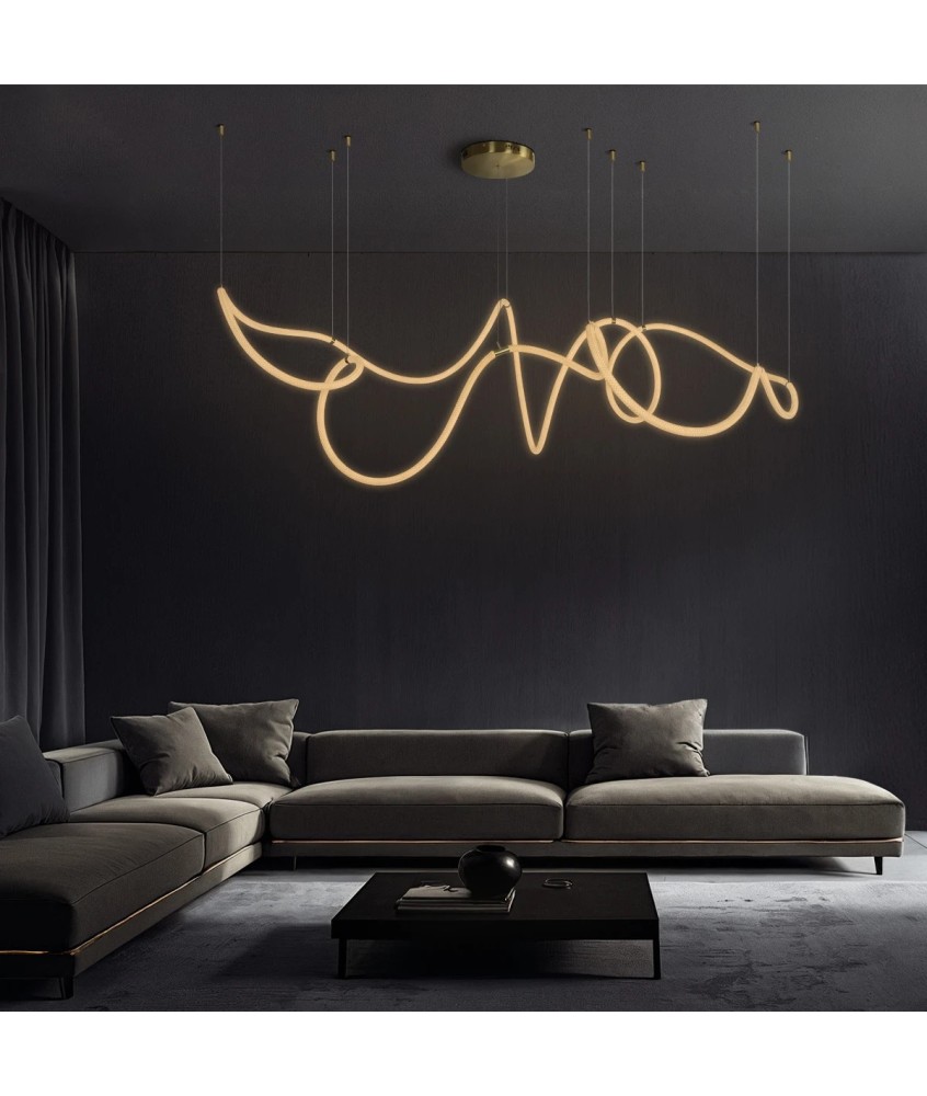 kelvo® GLOW KLV-101-0158 Κρεμαστό Φωτιστικό Οροφής LED 105W 10500lm 360° AC 220-240V IP20 Ρυθμιζόμενο Λευκό CCT με Χειριστήριο από 2700K έως 6000K Dimmable - Lumileds SMD Chip - Χρυσό Πλατίνα - Μ180 x Π180 x Υ110cm - 3 Χρόνια Εγγύηση